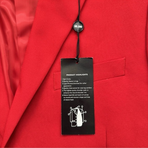 Bolzano Uomo Charles Red Blazer Jacket 44R Superior Polyester Sport Coat Xmas - Picture 7 of 12